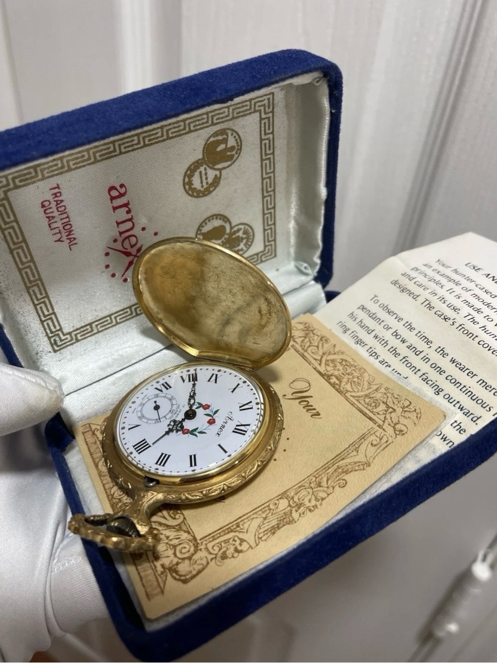 Pocket Watch Arnex Swiss Made. Incabloc 17 Hunter Deer Mechanical Wind